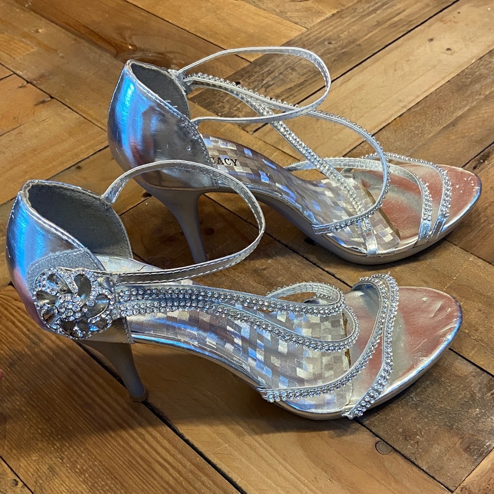 Delicacy Eye-Catching Silver Rhinestone Dress/Formal Heels or Dance Shoe